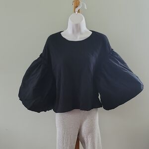 Zara Elegant Black Balloon Sleeve Blouse